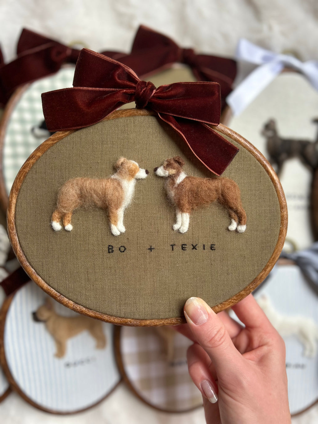 2 Pet Custom Needle Felted Pet Portrait