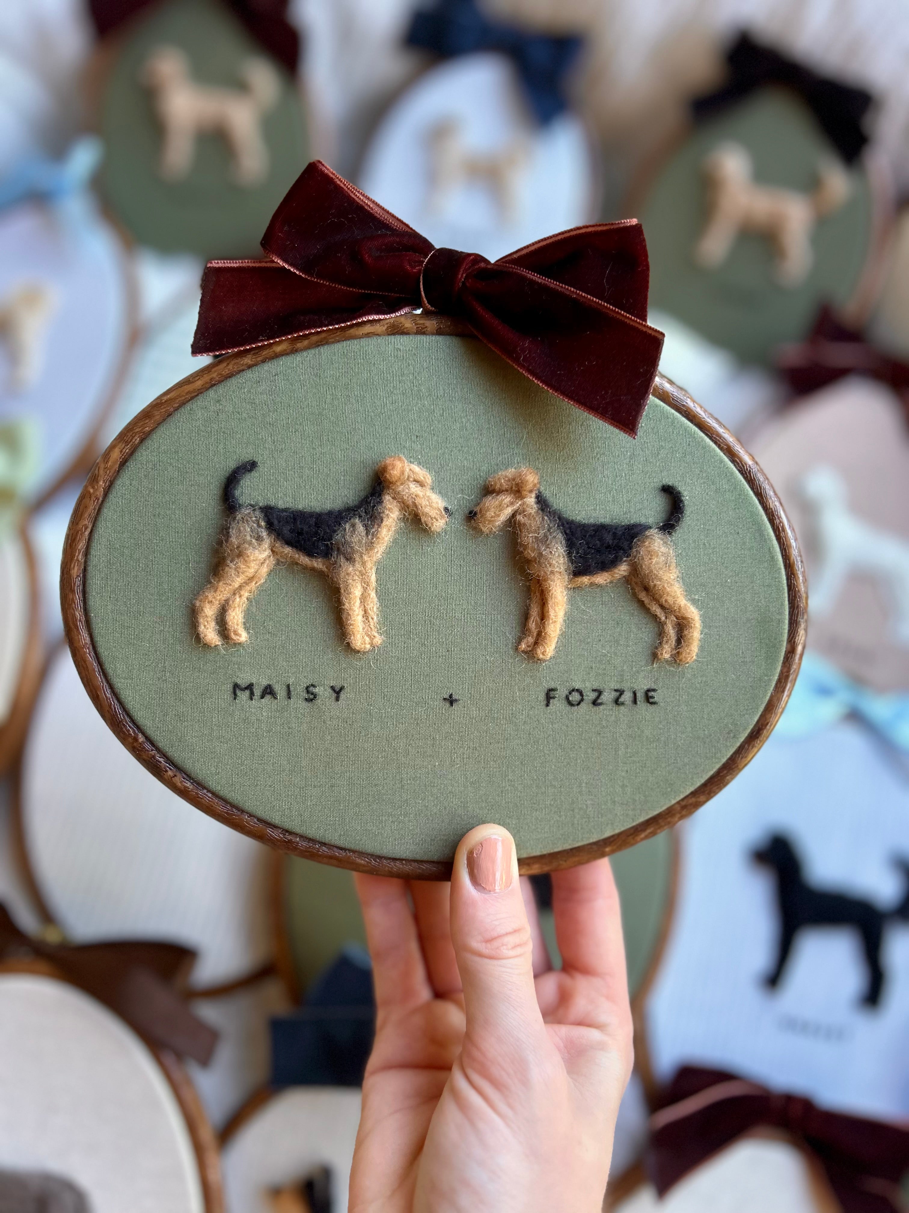 2 Pet Custom Needle Felted Pet Portrait