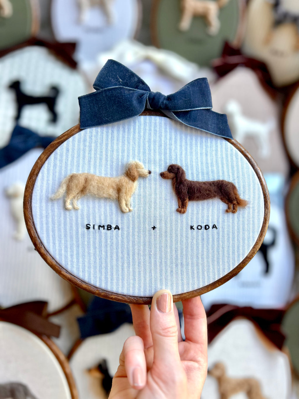 2 Pet Custom Needle Felted Pet Portrait