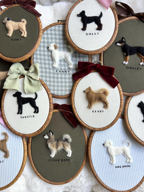Handmade Needle Felted Pet Portrait: Custom Dog or Cat Memorial Gift