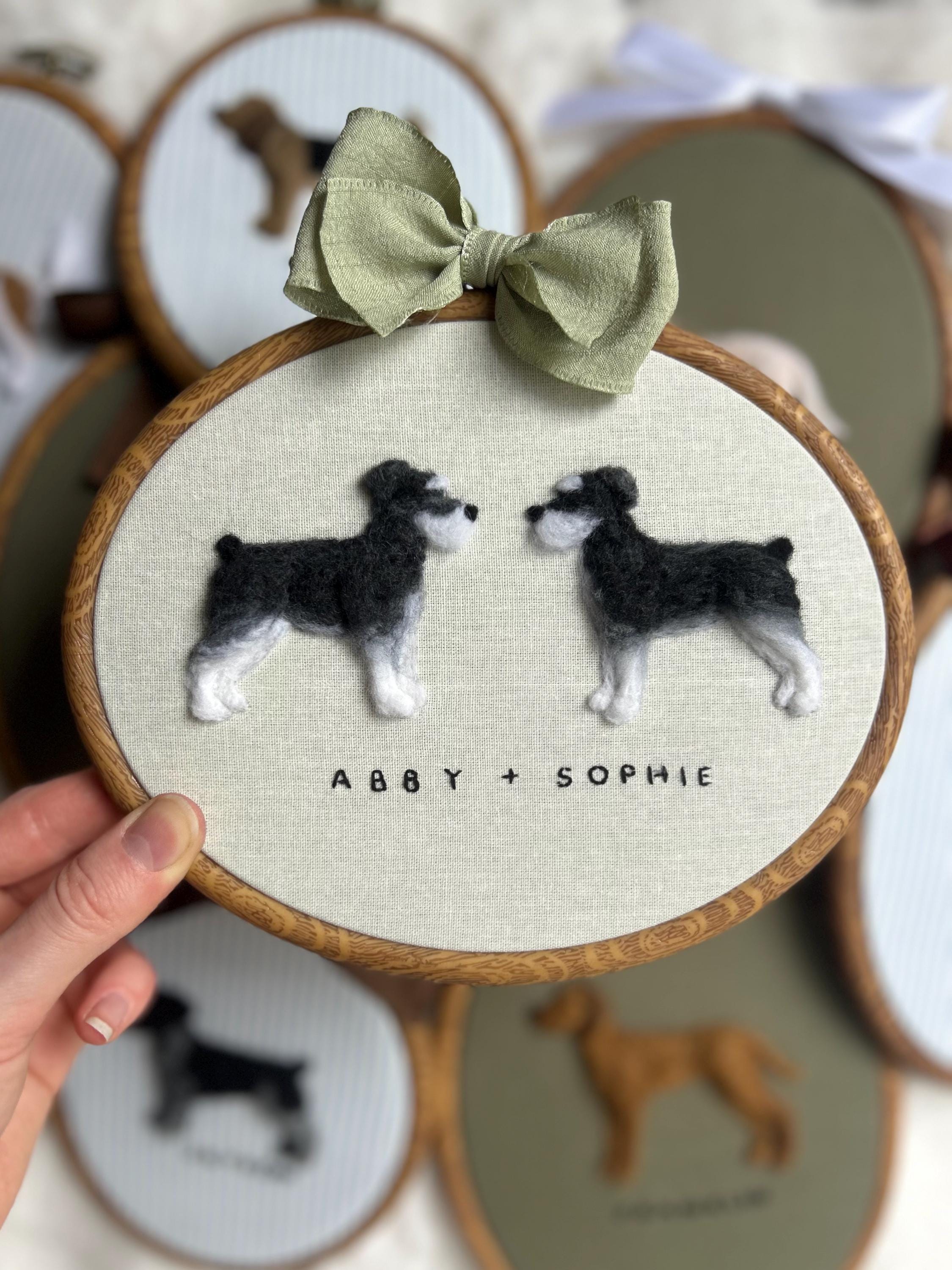 2 Pet Handmade Needle Felted Pet Portrait: Custom Dog or Cat Memorial Gift