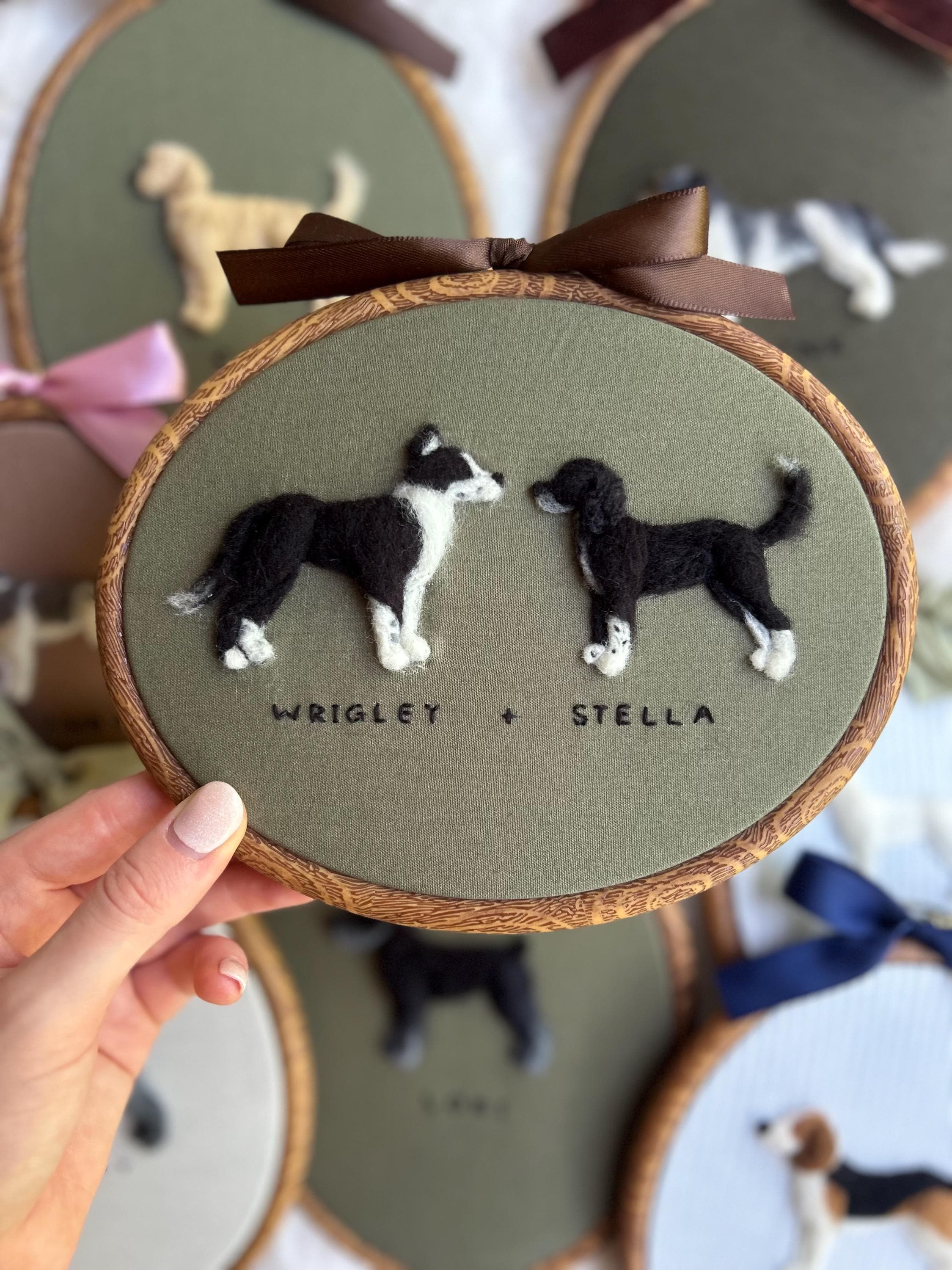 2 Pet Handmade Needle Felted Pet Portrait: Custom Dog or Cat Memorial Gift