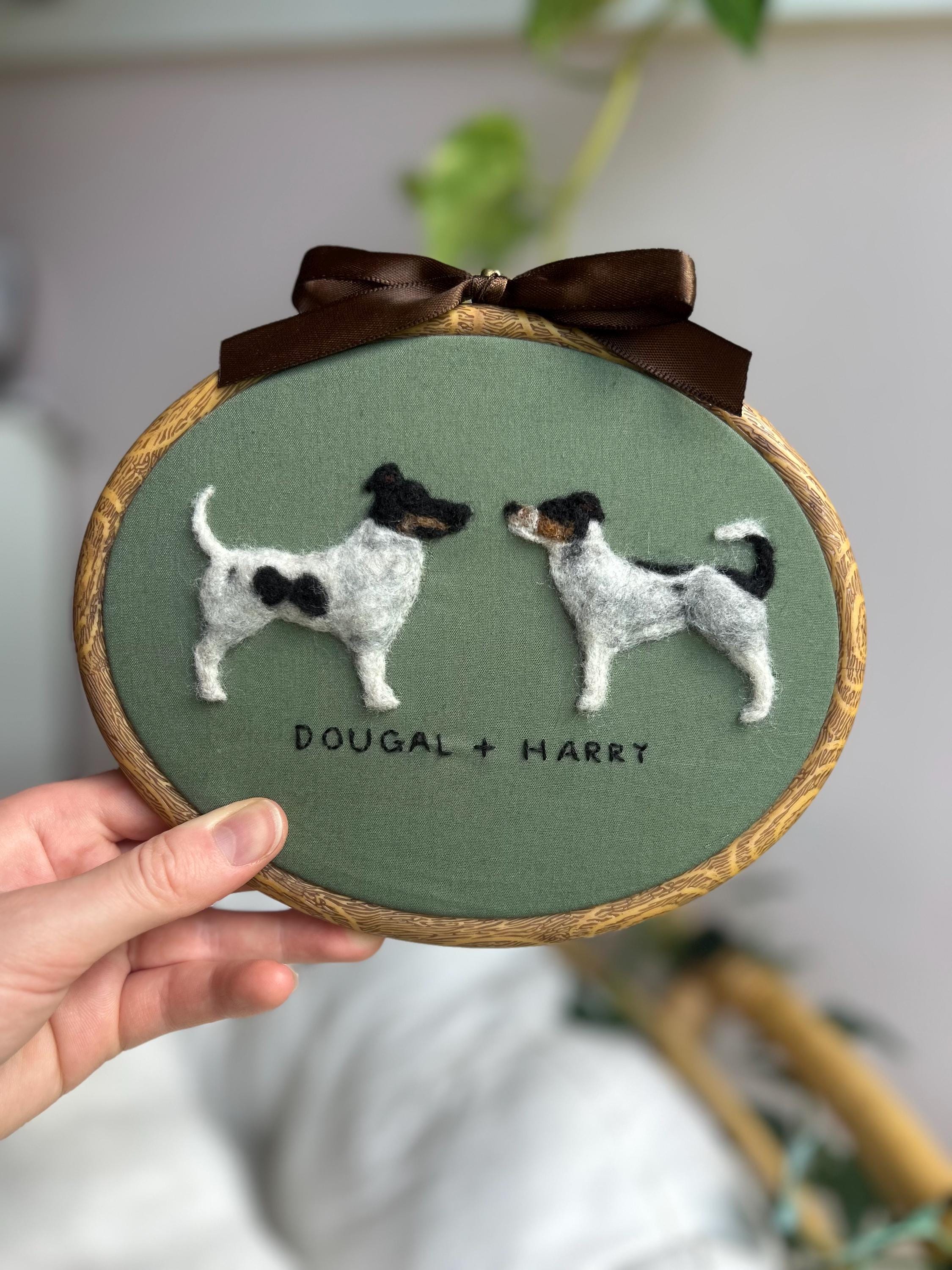 2 Pet Handmade Needle Felted Pet Portrait: Custom Dog or Cat Memorial Gift