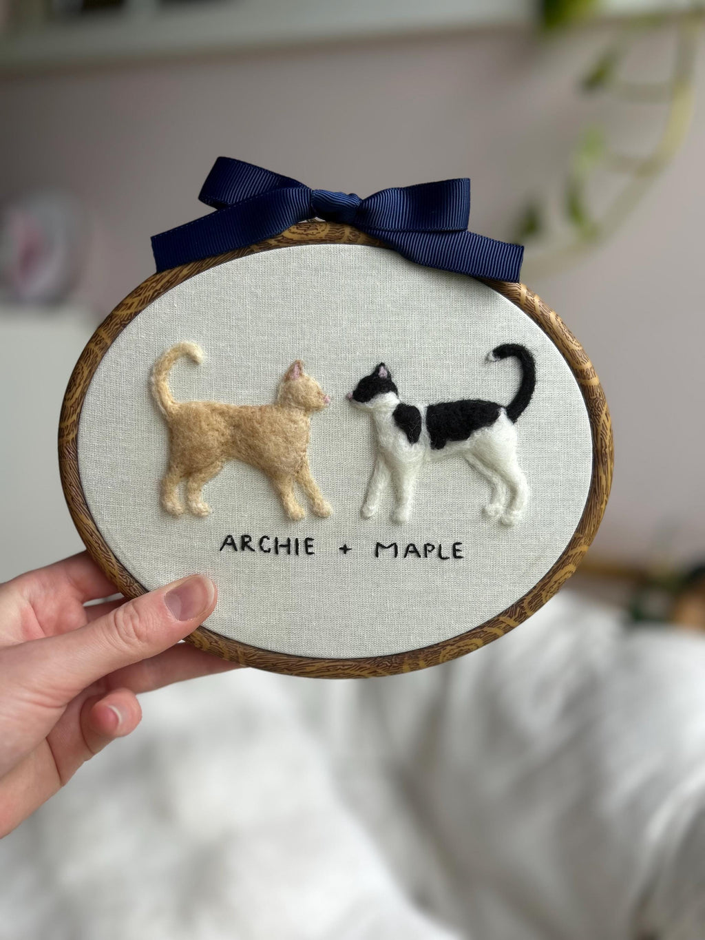2 Pet Handmade Needle Felted Pet Portrait: Custom Dog or Cat Memorial Gift