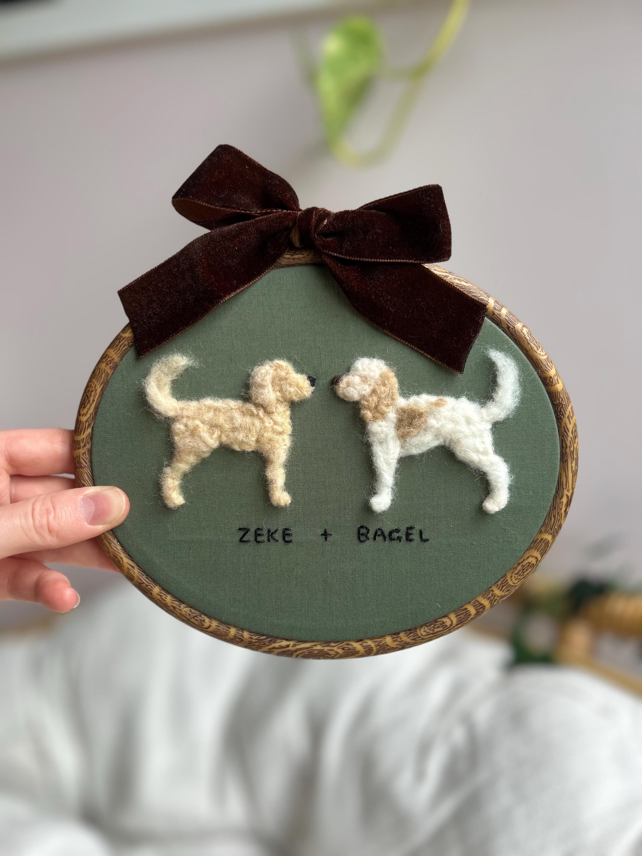 2 Pet Handmade Needle Felted Pet Portrait: Custom Dog or Cat Memorial Gift